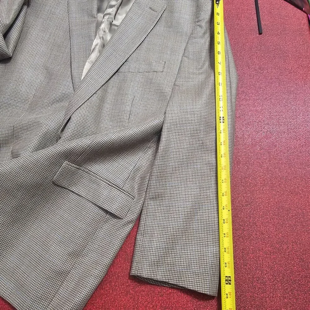 Lauren‎ Ralph Lauren Silk Wool Blazer Jacket 48L Houndstooth Ivy League Luxury